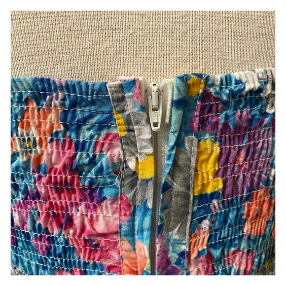 VINTAGE - STRAPLESS FLORAL MINI DRESS sz. M - Picture 7 of 9